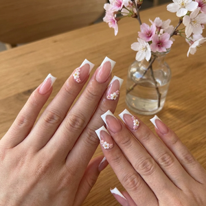 <span class=keywords><strong>Uñas</strong></span> Postizas Hechas a Mano, Color Rosa Brillante con Corazón Blanco, Efecto Metal Líquido, para Uso Diario, <span class=keywords><strong>Uñas</strong></span> Adhesivas <span class=keywords><strong>de</strong></span> Moda - Product Image 3
