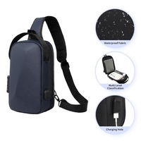 Sac étanche et antivol personnalisé Sac pour Homme Sac à bandoulière USB avec verrouillage par mot de passe Sac de poitrine Sac à bandoulière pour hommes Sac à bandoulière pour hommes