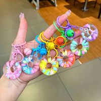 Porte-clés Donut Quicksand avec paillettes liquides flottantes, breloque de sac en acrylique colorée en forme de cloche pour filles, cadeau promotionnel pour sac à dos
