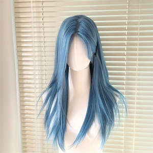 Peluca Larga y Lisa Azul Dm531 37 con Flequillo Lateral, Línea de Cabello Natural, Encaje Transparente, Peluca Completa para Mujer - Product Image 5