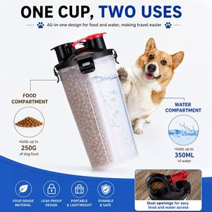 Conteneur de stockage d'aliments pour animaux de compagnie en plastique blanc avec logo personnalisé, distributeur de nourriture pour chien portable, bol pliable, utilisation promotionnelle en extérieur - Product Image 4