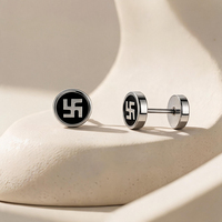 Pendientes de Acero Quirúrgico 316L con Símbolo Om Espiritual, Disco Redondo, Cruz Gótica, Yoga, Zen, para Piercing de Tragus y Hélix