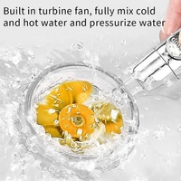 Turbo Charge 360 haute pression ventilateur doré pommeau de douche pluie pure accessoires de salle de bain Spin filtre à eau bain fournitures de toilette