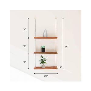 Étagères murales rustiques en bois à double niveau <span class=keywords><strong>avec</strong></span> design triangulaire en <span class=keywords><strong>corde</strong></span> pour plantes - Product Image 3