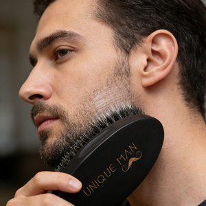 Brosse à barbe en poils de sanglier 100% naturels, douce <span class=keywords><strong>et</strong></span> moyenne, de couleur brun foncé, avec logo personnalisé, pour homme, marque privée - Product Image 5