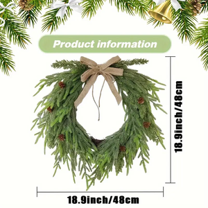 Wholesale Artificial Norfolk <b>Wreath</b> for Door Decoration Soft PE Pine Needle Leaf Vine Faux Christmas <b>Wreath</b> - Product Image 4