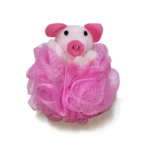 新着かわいい動物ヘッドバスシャワースポンジプーフヘチマバススポンジ小さな豚の形のスポンジ