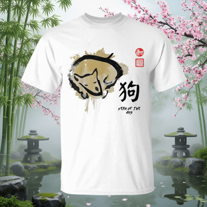 T-shirt con design artistico dell'anno del cane, zodiaco cinese, taglia unisex per adulti - Product Image 2