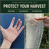 Robuust knooploos anti-vogelnet 100% virgin HDPE UV-bestendig geweven 15x15mm voor boomgaard, bosbessenkwekerij, fruitboomgaard