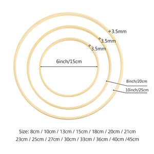 Cercles ronds tenture murale point de croix bambou cerceau <span class=keywords><strong>en</strong></span> <span class=keywords><strong>bois</strong></span> anneau <span class=keywords><strong>en</strong></span> <span class=keywords><strong>bois</strong></span> <span class=keywords><strong>pour</strong></span> bricolage capteur de rêves macramé décor - Product Image 2