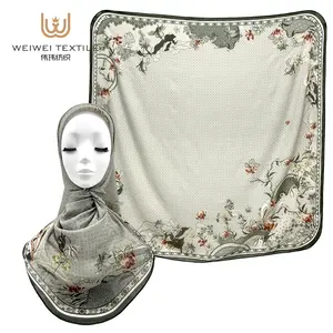 Voile Supplier Custom Curve Edge Tudung Bawal Cotton Voile Ethnic Scarves Shawl