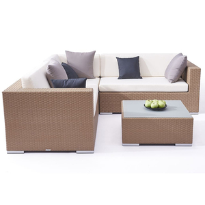 <span class=keywords><strong>Brown</strong></span> L hình dạng Patio wicker cắt phòng chờ ghế đồ nội thất ngoài trời Vườn mây nhôm góc sofa Set - Product Image 2