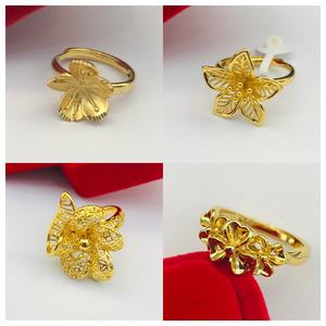 गहने थोक थोक तांबे के रंगीन पत्थर ड्रैगन फूल 24k सोने की प्लेटेड शादी महिलाओं को चूकी अंगूठी - Product Image 2