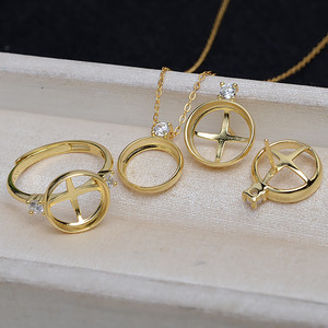 Accessoires DIY en argent S925, perle de 10,5 mm, support vide Marbeau de 11,5 mm, pendentif princesse 4096, ensemble boucles d'oreilles et bague, bijoux de mode - Product Image 1