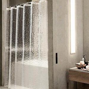 Rideau de douche classique en PEVA, 12 crochets, imperméable, résistant à la moisissure, antibactérien, impression numérique 3D semi-transparente, écologique - Product Image 1