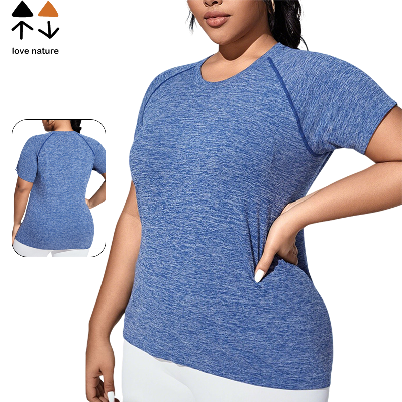 Summer Women's Slim Nylon-spandex Large-size Stretchable High-elastic Yoga Short-sleeved Quick-drying Breathable Outdoor T-shirt