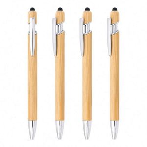 Stylo bille en bambou écologique personnalisé avec logo, idéal pour la promotion et le marketing d'entreprise - Product Image 2