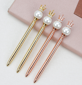 Luxury Personalised Bling Wedding Gift Ballpoint With Custom Logo Pearl Crown <b>Top</b> Metal Ball Pen - Product Image 1