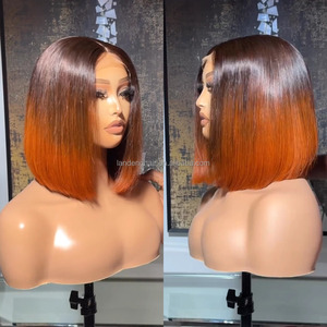 Ombre Nâu gừng màu tóc giả glueless HD ren đóng cửa nguyên Trinh Việt đôi rút ngắn <span class=keywords><strong>Bob</strong></span> tóc giả tóc con người ban đầu - Product Image 2