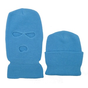 Cappelli Invernali Caldi all'Ingrosso, Balaclava Nera a 3 Fori in Maglia, Maschere da Sci Personalizzabili con Logo, Unisex, Traspiranti per Sport e Spiaggia - Product Image 2