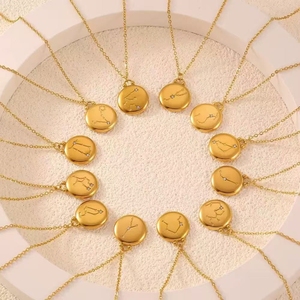 Collana con Ciondolo dei 12 Segni Zodiacali in Acciaio Inossidabile Placcato Oro 18K per Donne - Product Image 2