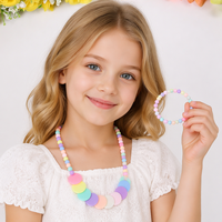 Ensemble de bijoux pour enfants de haute qualité, fabriqué en usine BSCI, avec des perles colorées, bracelet et collier, bijoux fantaisie mignons et colorés