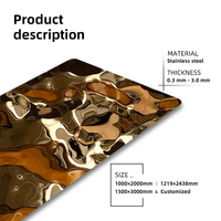 Tôle décorative en acier inoxydable 201 410 430 à effet vague d'eau, finition miroir 8K, design 3D estampé, pour décoration de plafond et de panneaux muraux