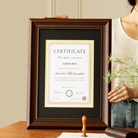 Cadre de diplôme en bois massif de qualité supérieure, double passe-partout, à suspendre au mur, style vintage, pour certificat de récompense ou autorisation
