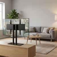 Zeno 32-70 Inch Led Tabletop Tv Stand dengan Kaca Tempered dan Basis SPCC untuk Televisi, Tinggi Dapat Disesuaikan, Standar VESA.