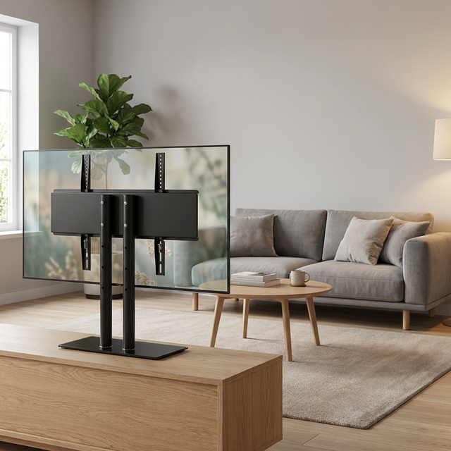 Zeno 32-70 Inch Led Tabletop Tv Stand with Tempered Glass SPCC Base Para Televisores Height Adjustable VESA Standard Base Stand