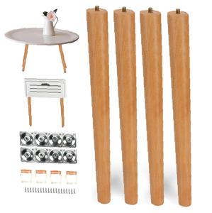 Pieds de meubles modernes en bois de hêtre massif, pieds de table ronds en bois pour banc et chaise - Product Image 1