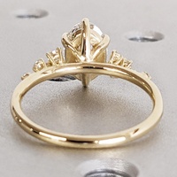 Cincin Pertunangan Berlian Buatan Laboratorium 2CT Oval Cluster Side Stone Pave Band Emas Padat 10K/14K/18K Bersertifikat IGI CVD/HPHT Custom