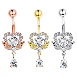 Coeur <span class=keywords><strong>ange</strong></span> aile pendentif <span class=keywords><strong>nombril</strong></span> anneaux <span class=keywords><strong>Piercing</strong></span> <span class=keywords><strong>nombril</strong></span> ongles corps bijoux pour femmes Sexy corps <span class=keywords><strong>Piercing</strong></span> bijoux 3 couleurs - Product Image 1