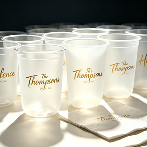 Vaso de Plástico para Cócteles al por Mayor de Fábrica, 12 oz, 16 oz, para Fiestas, con Tapa Abatible y Tapa de Cúpula, Personalizable con Nombre, Fecha y Logotipo - Product Image 1