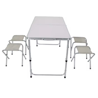Ensemble table et chaises de camping pliantes de 6 pieds en métal pour l'extérieur, portables et personnalisés