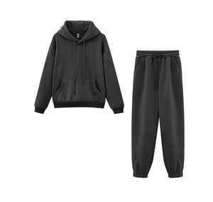 <b>Men's</b> Customized Logo Sweat Suits Plus Size Plain Cotton Hoodie Tracksuit 100% Cotton Wholesale Jogging Suits for Spring Season - Product Image 5