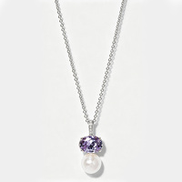 Collier pendentif ovale en argent sterling 925 avec améthyste et perle Xinyun