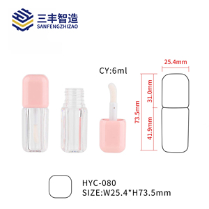 Tube de brillant à lèvres transparent rose brillant à rayures verticales, vide, 6 ml, pour huile à lèvres, contenant cosmétique - Product Image 6