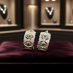 Pendientes de Diamantes de Lujo Q544, Oro Sólido de 18K, Esmeralda, Joyería de Fiesta para Mujer, Corte Brillante Redondo, Diamante Natural Color G - Product Image 2