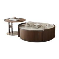 Table de cocktail ronde minimaliste avec design cannelé pour hôtel et salon