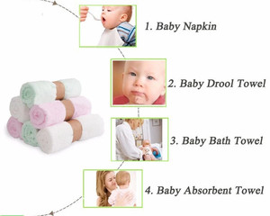 Prix de gros 25x25 cm 10*10 pouces Serviette en <span class=keywords><strong>tissu</strong></span> éponge de <span class=keywords><strong>bambou</strong></span> tissé à séchage rapide pour enfant, lingettes de bain, lingettes pour nouveau-né, lingettes compressées unies pour chambre - Product Image 6