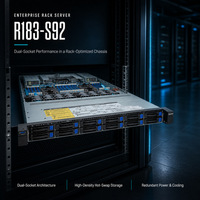 Serveur GIGABYTE R183-S92-AAV3 prêt à l'emploi, puissant, 1U, double processeur Xeon Scalable, solution hybride cloud de stockage 12 baies
