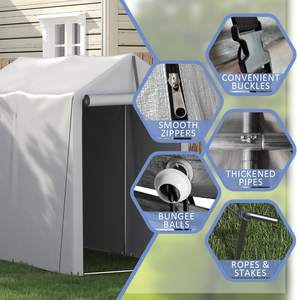 Abri de jardin extérieur 3 x 6 pieds, auvent portable, abri robuste, carport, <span class=keywords><strong>porte</strong></span> à fermeture éclair enroulable, rangement pour vélo, moto, revêtement en PVC - Product Image 3