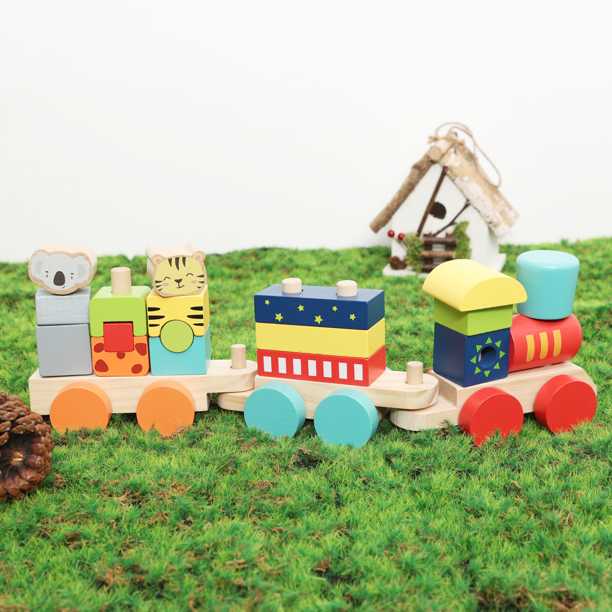 Новое поступление, Обучающие игрушки Монтессори, детский деревянный автомобиль, игрушечный поезд, набор блоков