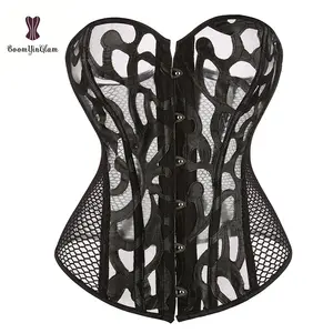 Xem Qua Sexy Ren Hollow Out Đen Mỏng Trong Suốt Bustier Tops Đảng Club Phụ Nữ Ren Corset Top Cho Đám Cưới