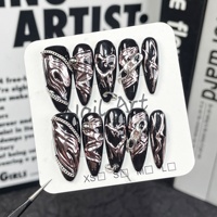 Produits chauds 10 pièces gothique Y2K amande portable oeil de chat Punk métal Style fête ongle autocollant à la main presse sur les ongles