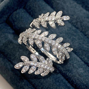 Elegante Anello a Foglia con Zirconia Cubica per Donna, Montatura Marquise con Pavé, Anelli di Moda per Matrimonio DJ024 - Product Image 6