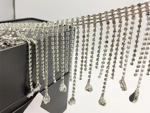 Wholesale Tassel Droplet Shape Water Diamond Necklace Clothing Flat Back Phone Case Design Glass Rhinestones Waist Chain Product