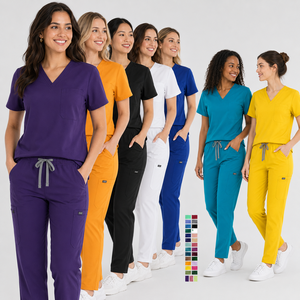 Uniformes Médicos Estampados al por Mayor OEM, Tallas Grandes, Antiarrugas, con Diseño de Lunares, Conjuntos de Uniformes para Enfermeras, Doctoras y Hospitales - Product Image 1