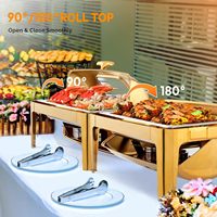 Chauffe-Plat Rectangulaire de Luxe pour Buffet d'Hôtel, en Acier Inoxydable 201, 9L, Doré, avec Couvercle Roulant, Chauffage à la Vapeur, Économie d'Énergie - Grande Vente
